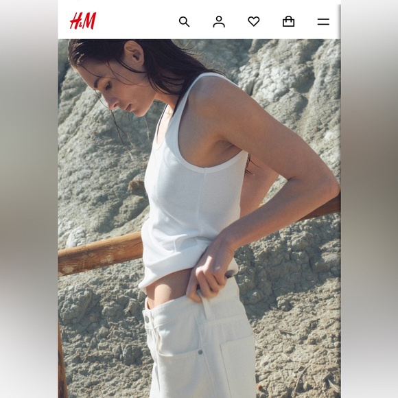 H&M White Ribbed Tank Top - Picture 2 of 3